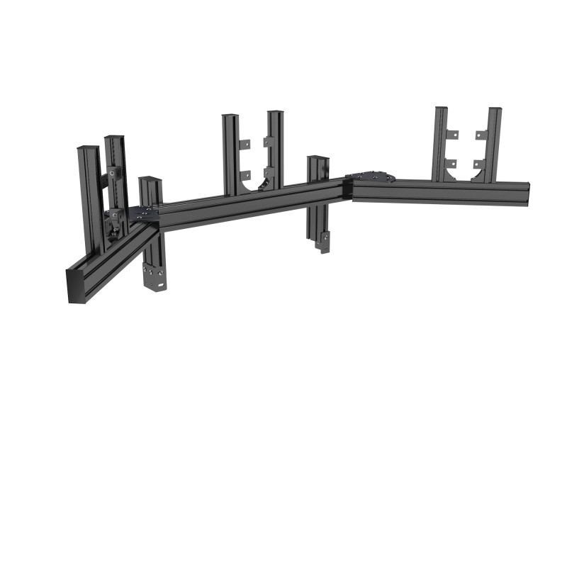 Black triple screen support in junction from 19" to 32", adjustable corner plates
